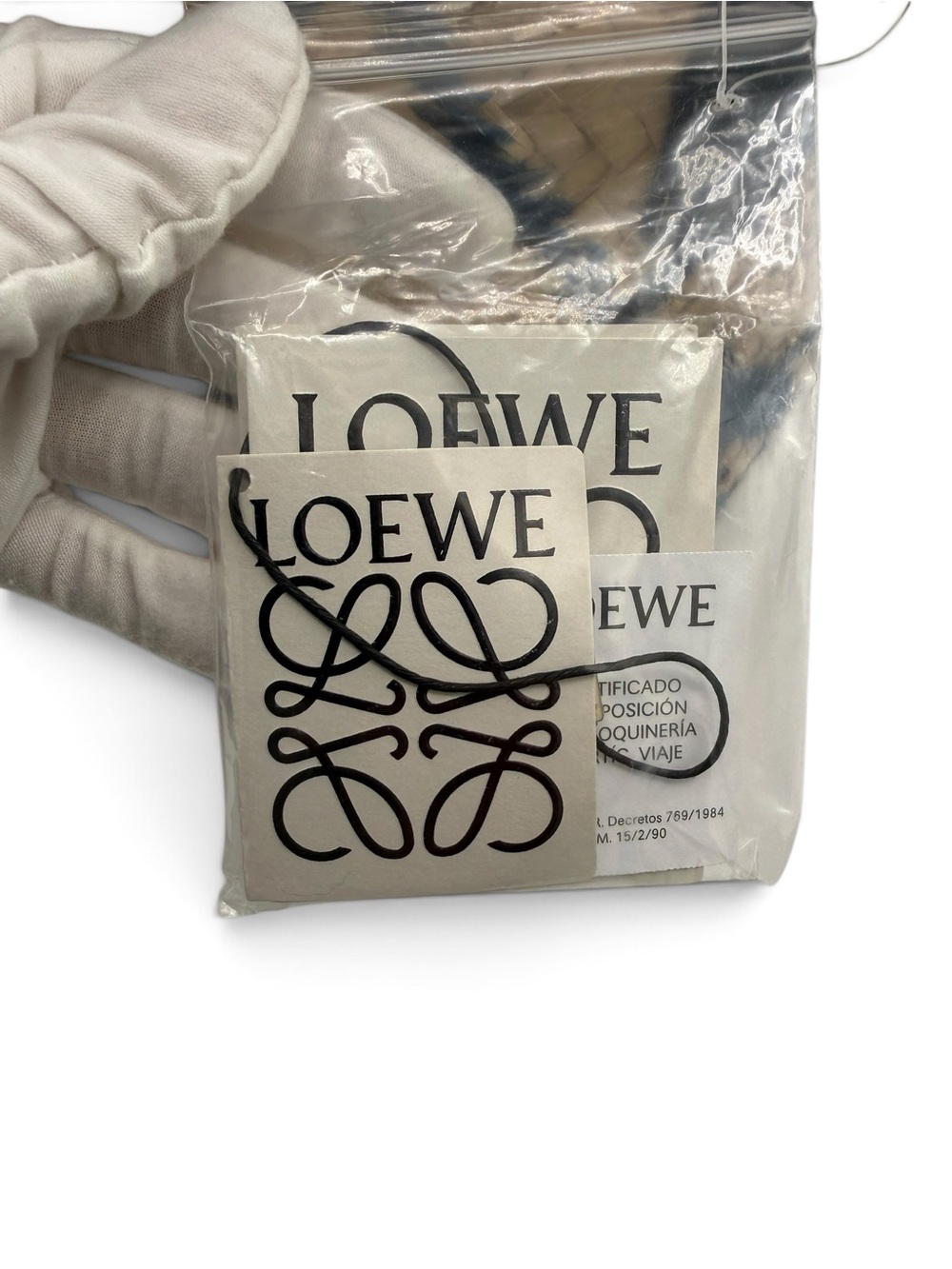 Loewe Paula’s Ibiza Embroidered Anagram Basket Tote Natural Black & Blue Raffia - Picture 3 of 11